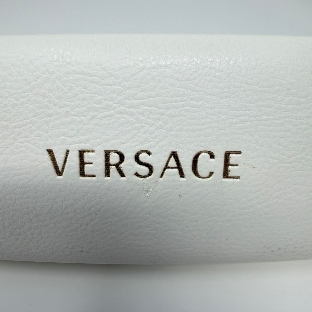 Versace Hard Shell Eyeglass Case White Leather Look Logo - Picture 2 of 10